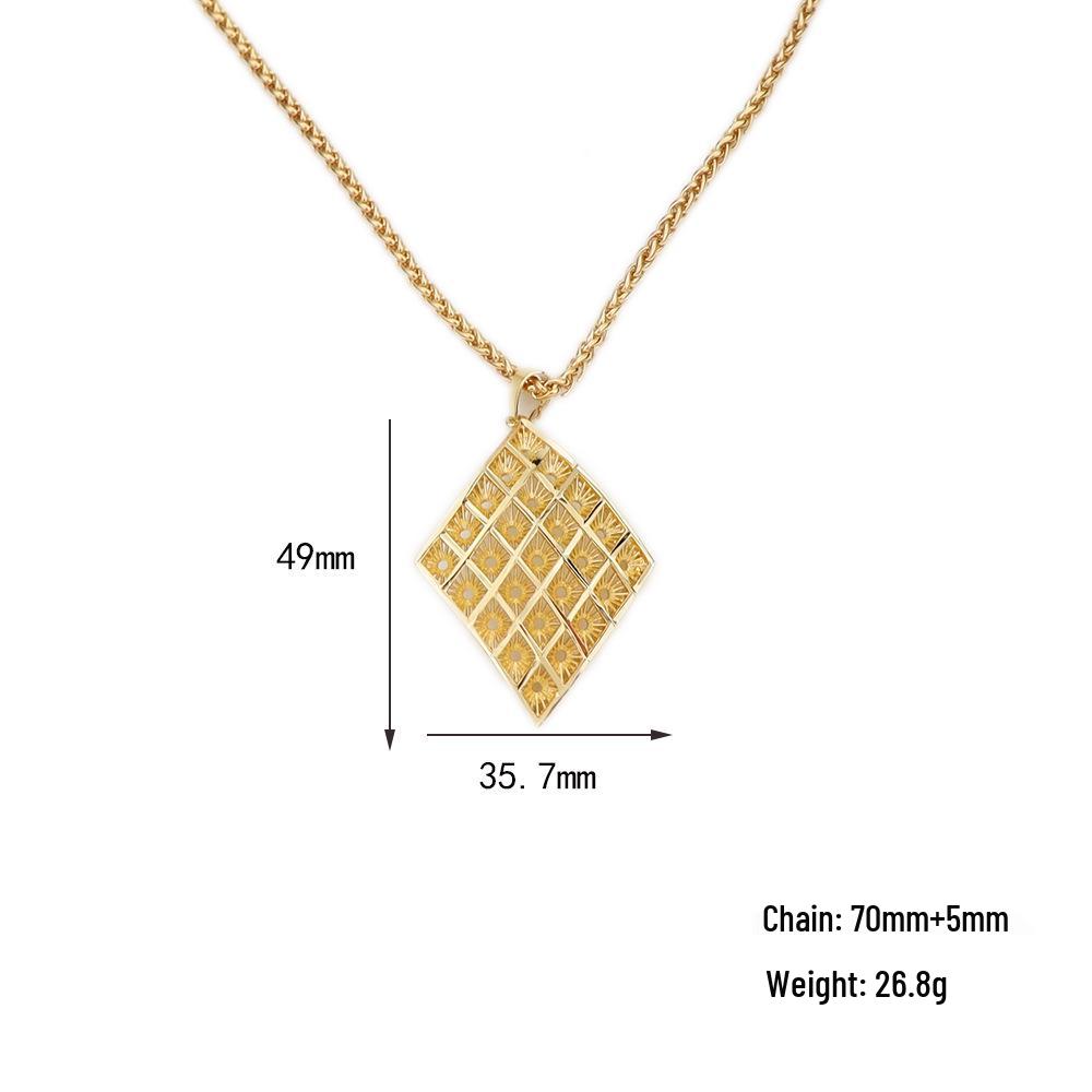 Women s Electroplated Gold Rhombus Hollow Floral Pendant Necklace Pendant Only (No Chain)