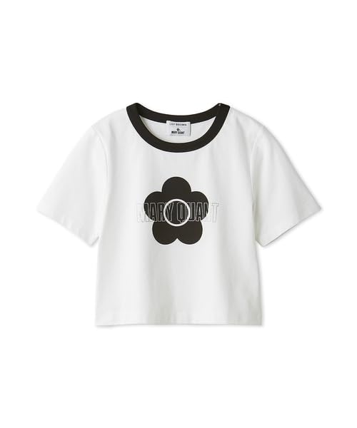 Lily Brown Mary Quant Glitter Logo Ringer White T-Shirt (LWCT254006) Women's