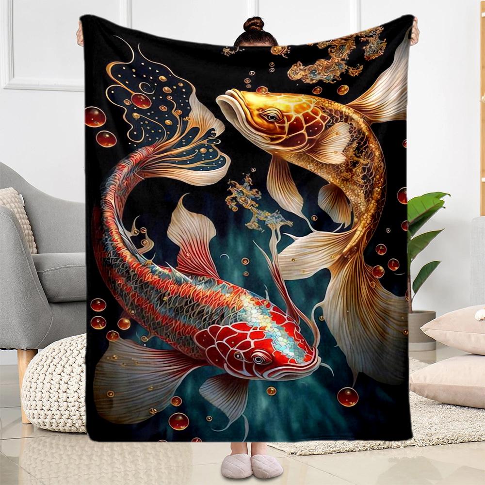 Fish Blanket Soft & Cozy Suitable for Seaside Office Couch for All Seasons Playful Design Ideal Gift for Friends Family Couples Picnic