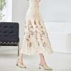 VICTORIA&VERA New Chinese Style Rose Print Horse-Face Midi Skirt