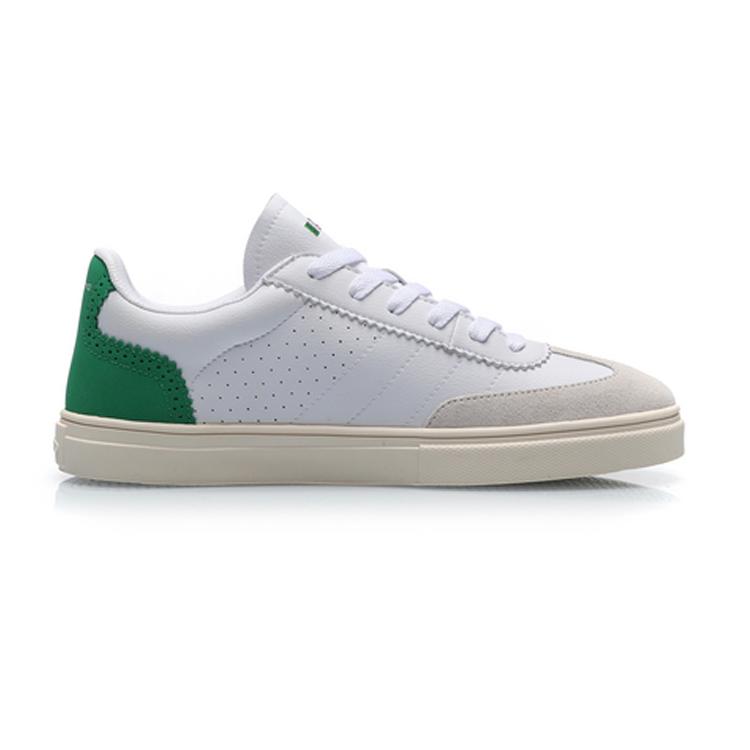 Li Ning Slip Resistant Abrasion Resistant Low top Skateboard Shoes Women's White Green AGCP124-1