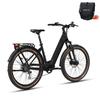 Bicicleta Elétrica DERUIZ Preta SUV 27.5" Bicicleta Elétrica MTB para Adultos, Motor 250W, Bateria 48v 13.4Ah, Freios a Disco Hidráulicos Até 161km