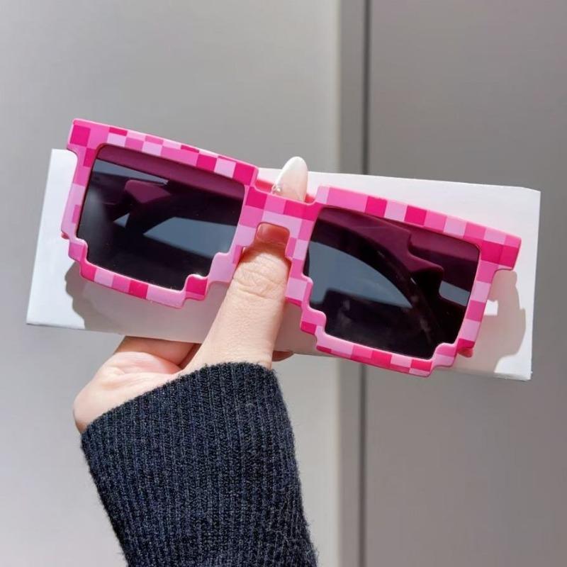 New Fashion Trend Sunglasses Mosaic Checkered Box Glasses Men'S And Women'S Funny Dance Party Black Eyeglasses