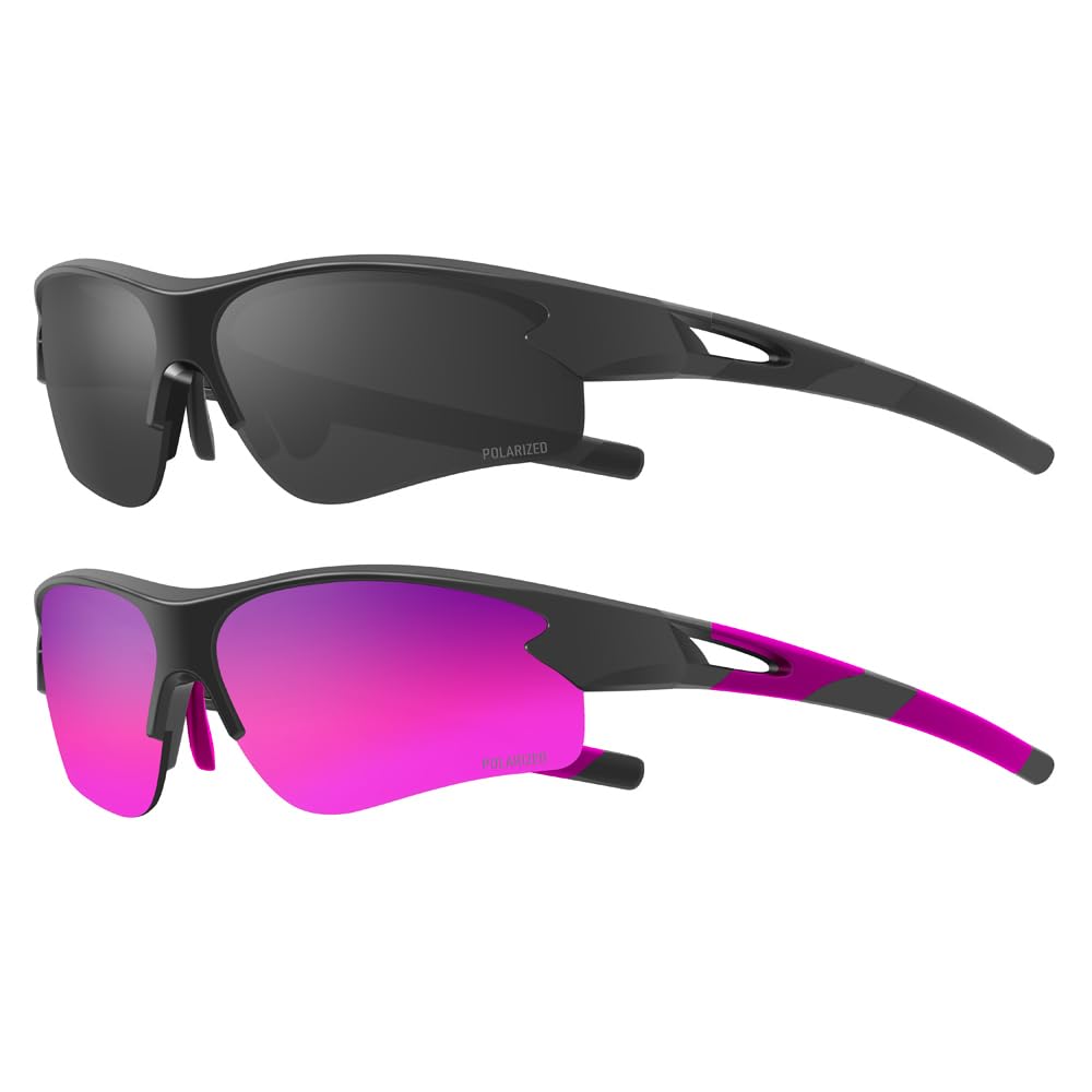SPEEDHYUN Polarized Sports UV TR90 UV400 Safety and Sunglasses, Protection, Cycling, Fishing, Driving, Running, 2-Piece Set, Unisex,