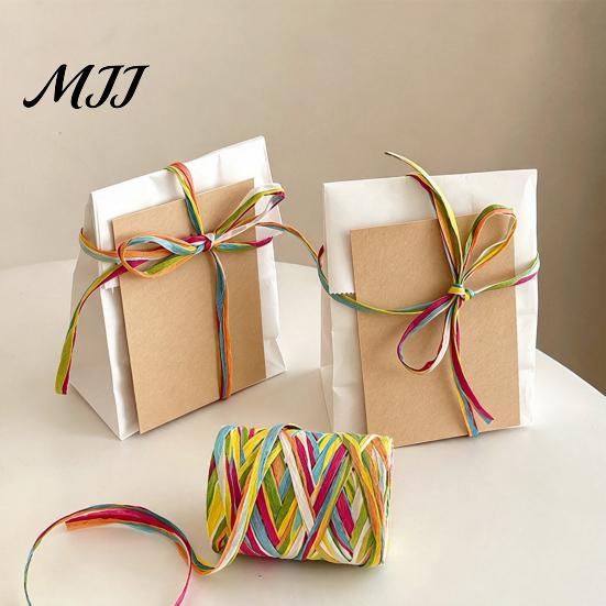 Natural Texture Twine for Gift Tags Colorful Raffia Packaging String, Flexible Paper Floral Bundling Multi Color Holiday Decorations Rope, Multi-color