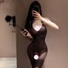 Women See-Through Open Crotch Bodystockings Sexy Halter Lace Backless Bodysuit
