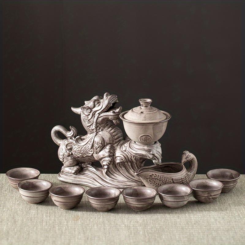 

1 комплект, ленивый чайный сервиз, магнитный отвод воды, вращающийся гайваньский чайник, автоматический чайник Brave Troops, ретро-чайник, чайные чашки, крышка, чаша, прямоугольный поднос для чая Chi