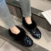 Winter Round Toe Flat Sequins Fleece-lined Woman Shoes Padded Y2k Work Furry Trend 2025 Designer Luxury Hot Snow Boots for Women
