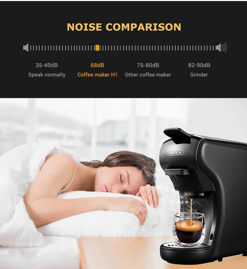 HiBREW H1A 4v1 Kávovar, 19bar Espresso kávovar, Kávovar na kapsle Horký & Studený Kompatibilní s Nespresso, Dolce Gusto & Mletou kávou
