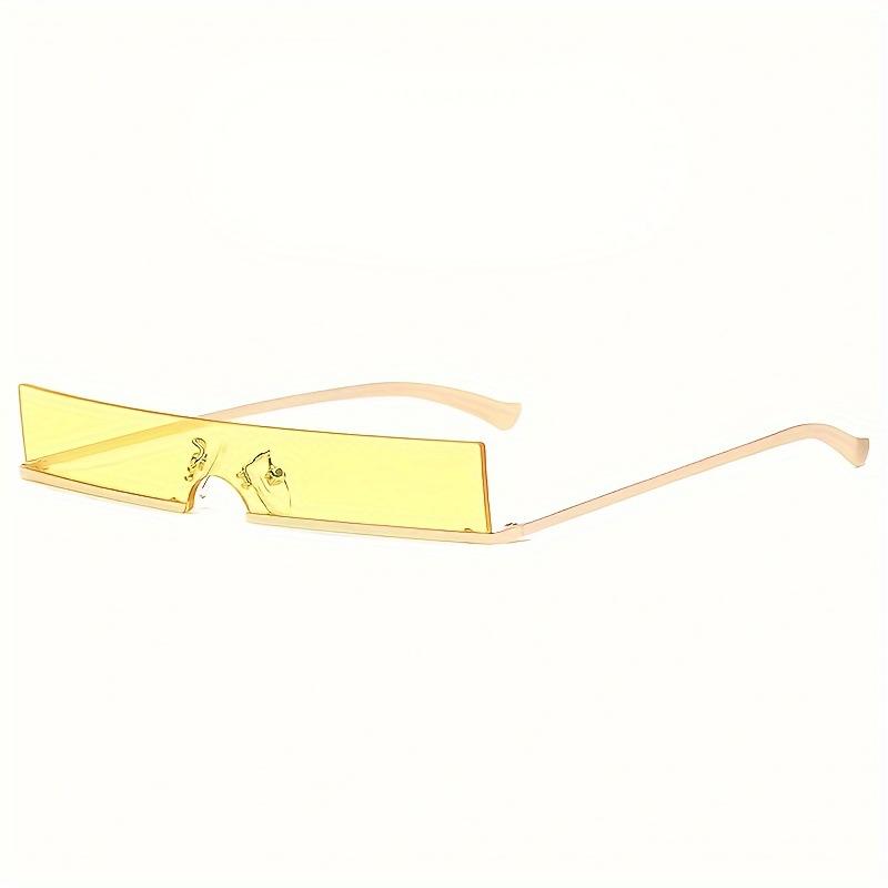 Futuristic Narrow Rectangle Sunglasses Women Men Luxury Rimless Yellow Sun Glasses Y2k Eyewear Rave Party Shades 2026