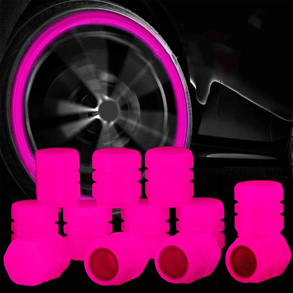 12pcs Luminous Tire Valve Caps Car Motorcycle Bicycle Wheel Tyre Hub Night Glowing Caps Tire Valve Stem Cover Fluorescent Decor Valve Stems 1