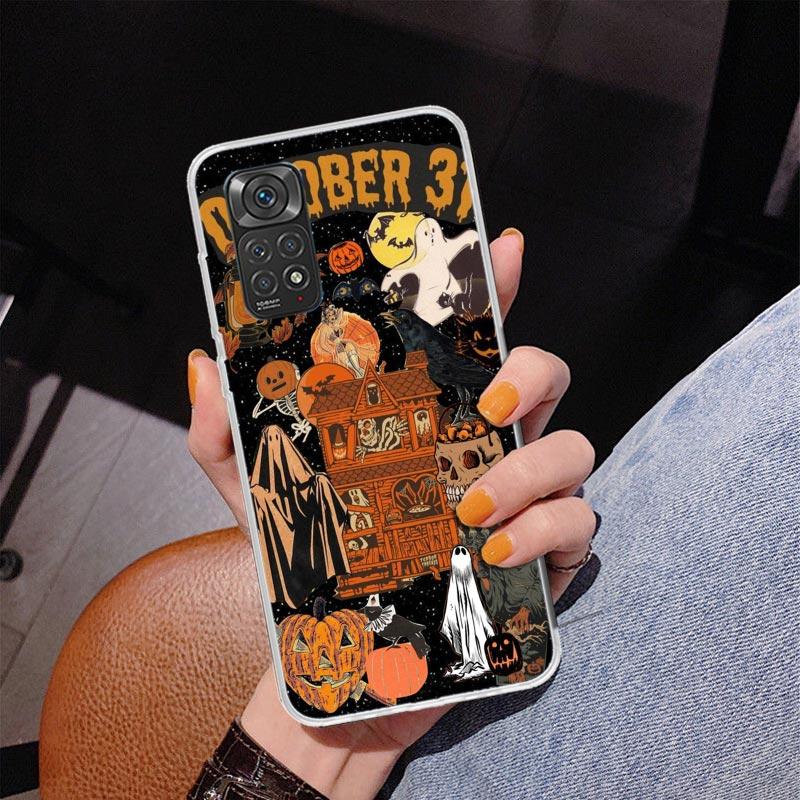 Halloween Fall Art Witch Cat Phone Case For Xiaomi Redmi Note 15 14 13 12S 12 11 Pro Plus 14S 11S 11E 10 10S 11T 5G Personalized