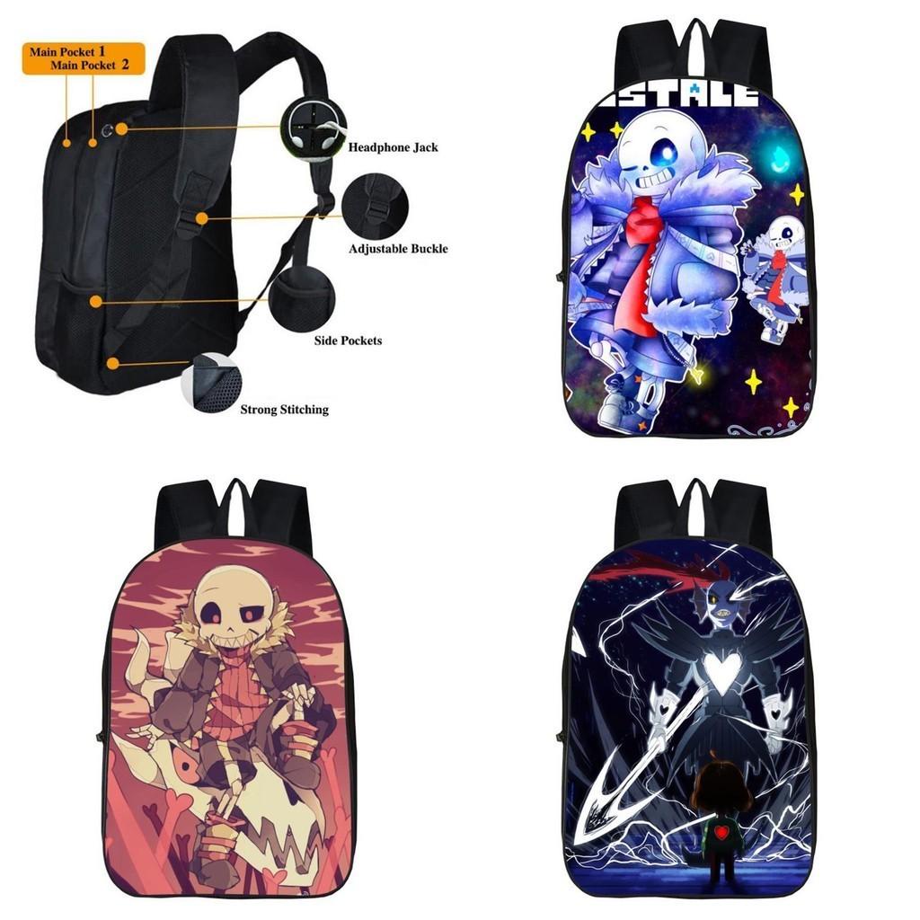 Stylish Black Undertale Sans School Bookbag Featuring Smooth Zipper And Easy-to-clean Material