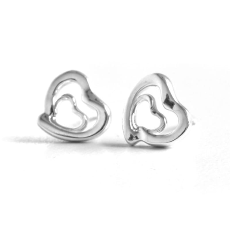 TOU [Argent925] WE026 Boucle d'oreille double cœur