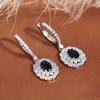 925 Sterling Silver Drop Earrings Blue CZ Inlay Fashion Jewelry Dangle Earrings for Ladies Party Wedding Anniversary