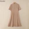 ZANZEA Damska letnia casualowa sukienka z krótkim rękawem i kołnierzykiem
