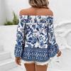 Women's Spring Summer One Shoulder Strapless Floral Print T-Shirt