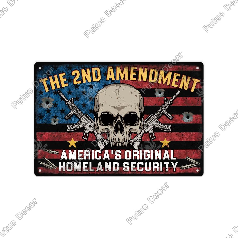 Putuo Decor Vintage Metal Tin Sign Rustic Wall Art for Farmhouse Porch Living Room Perfect Independence Day th of July Gift H