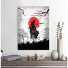 Japanische Schwarze Samurai Geisha Koi Karpfen Krieger Figuren Sonnenuntergang Kunst Malerei Wand Leinwand Poster und Drucke Wohnzimmer Heimdeko