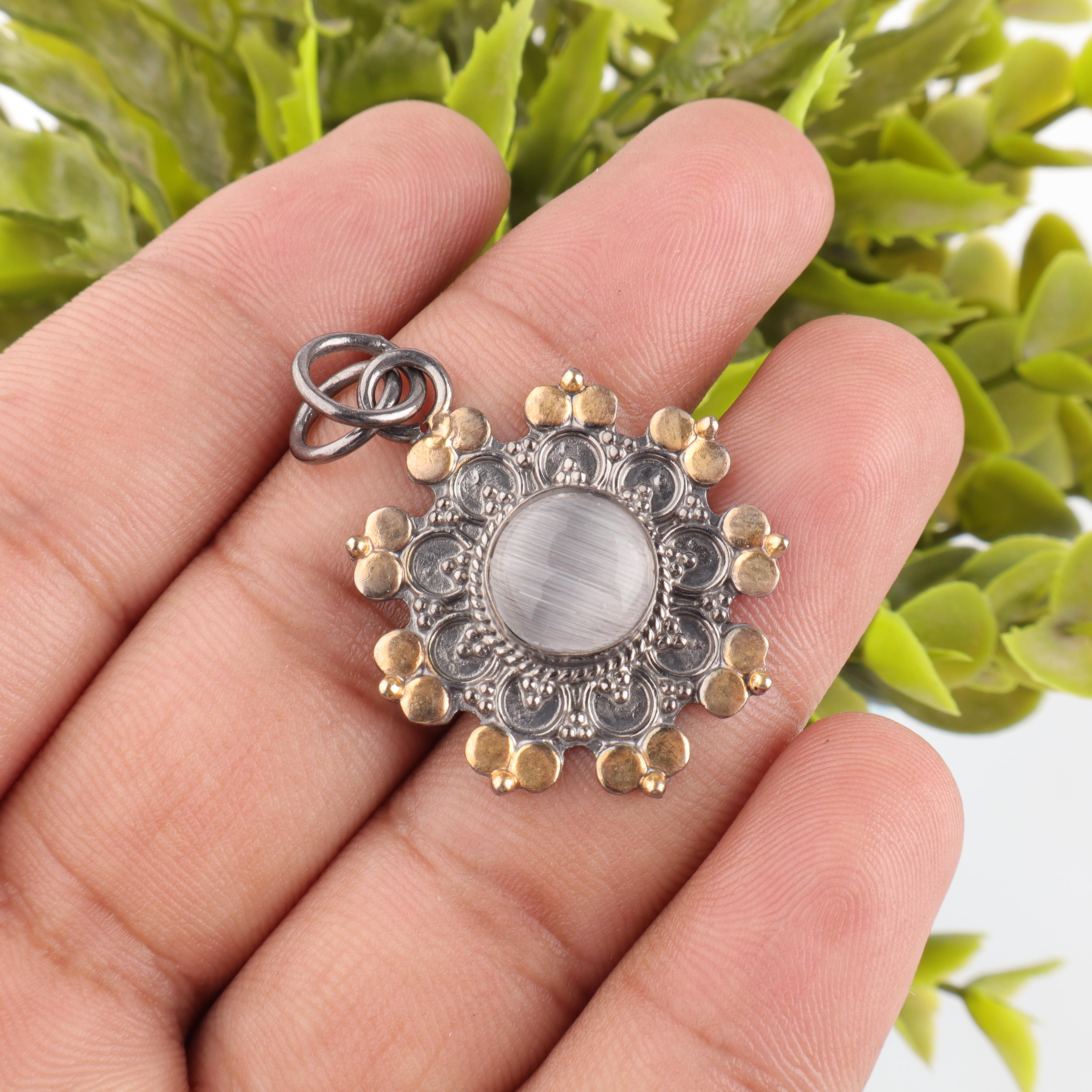 

Подвеска из селенита, Подвеска из драгоценного камня ручной работы, Подвеска из стерлингового серебра 925 пробы, Антикварное украшение, Для подарка на помолвку 1.26 Inches белый