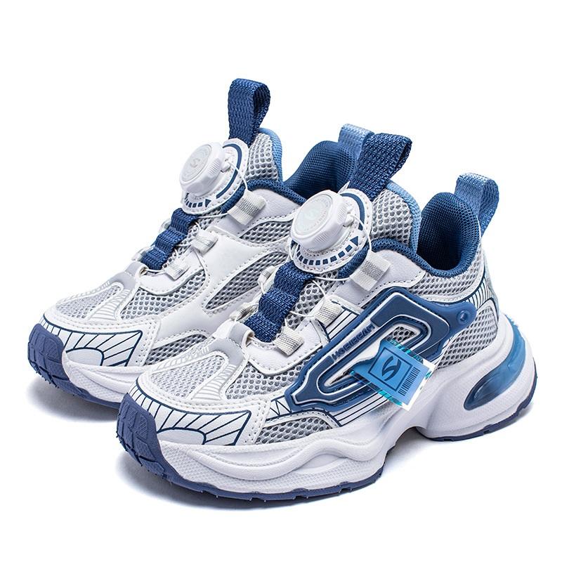 

HOBIBEAR, сетчатая весенняя обувь на пуговицах для мальчиков, спортивная обувь с двойной сеткой для девочек, кроссовки для бега на резиновой подошве 27 синий