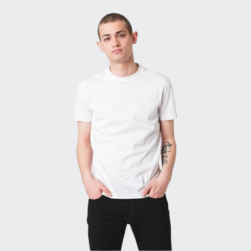 Emporio Armani Solid Color Crew Neck Straight Fit Casual Short Sleeve T-Shirt Men Tops White 8N1TD2-1JGYZ-0146