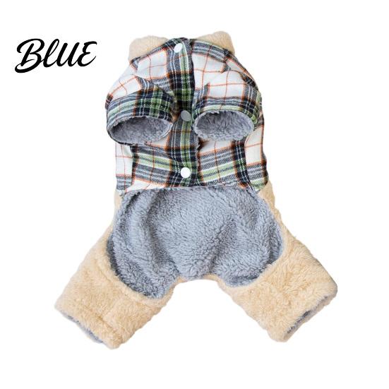 Leash Ring Dog Clothing Fuzzy Bear Jumpsuit Cute Plaid Outfit