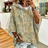 Women's Drawstring Hoodie Retro Floral Print Loose Fit Casual Sweatshirt