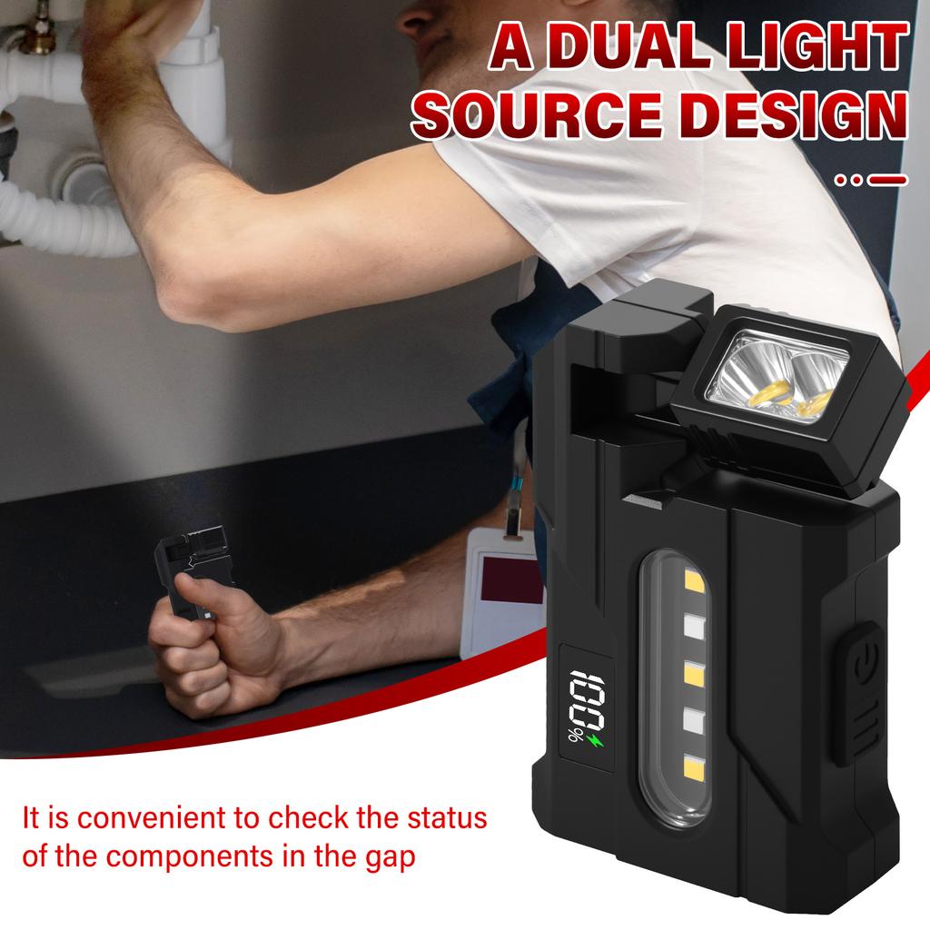 EDC Flashlight 1200mAh Mini Magnetic Flashlight Portable Pocket Double Light Sources Flashlights for Home Emergency Outdoor Car