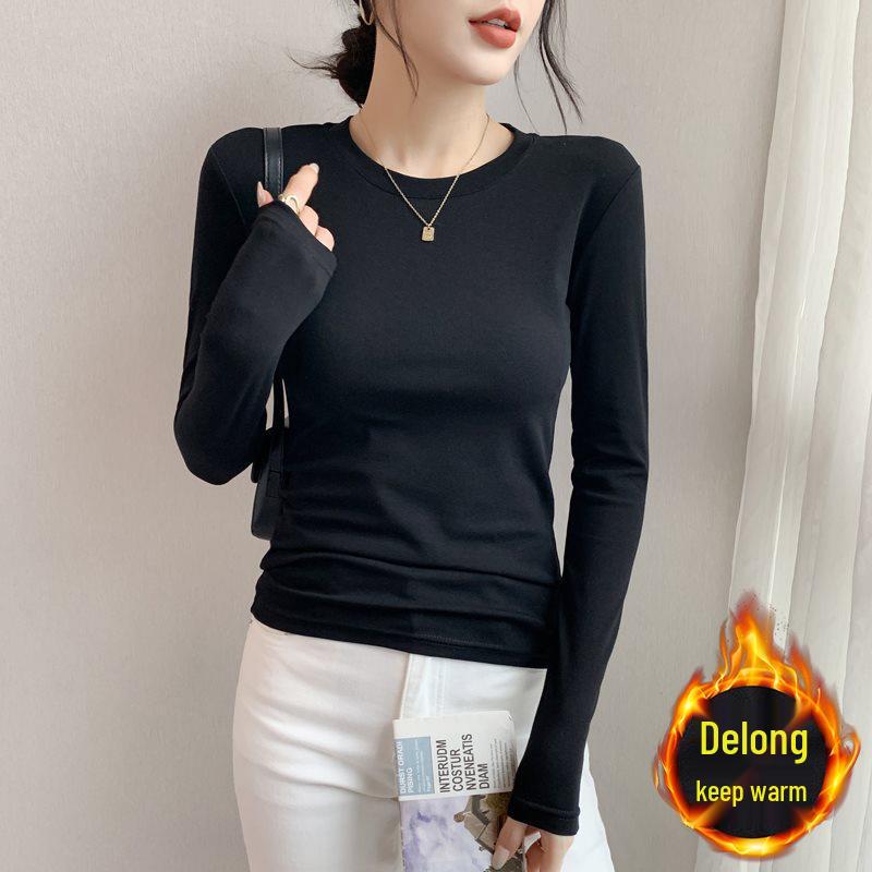 2025 New Autumn/Winter Women’s Warm Velvet Long Sleeve Base Shirt