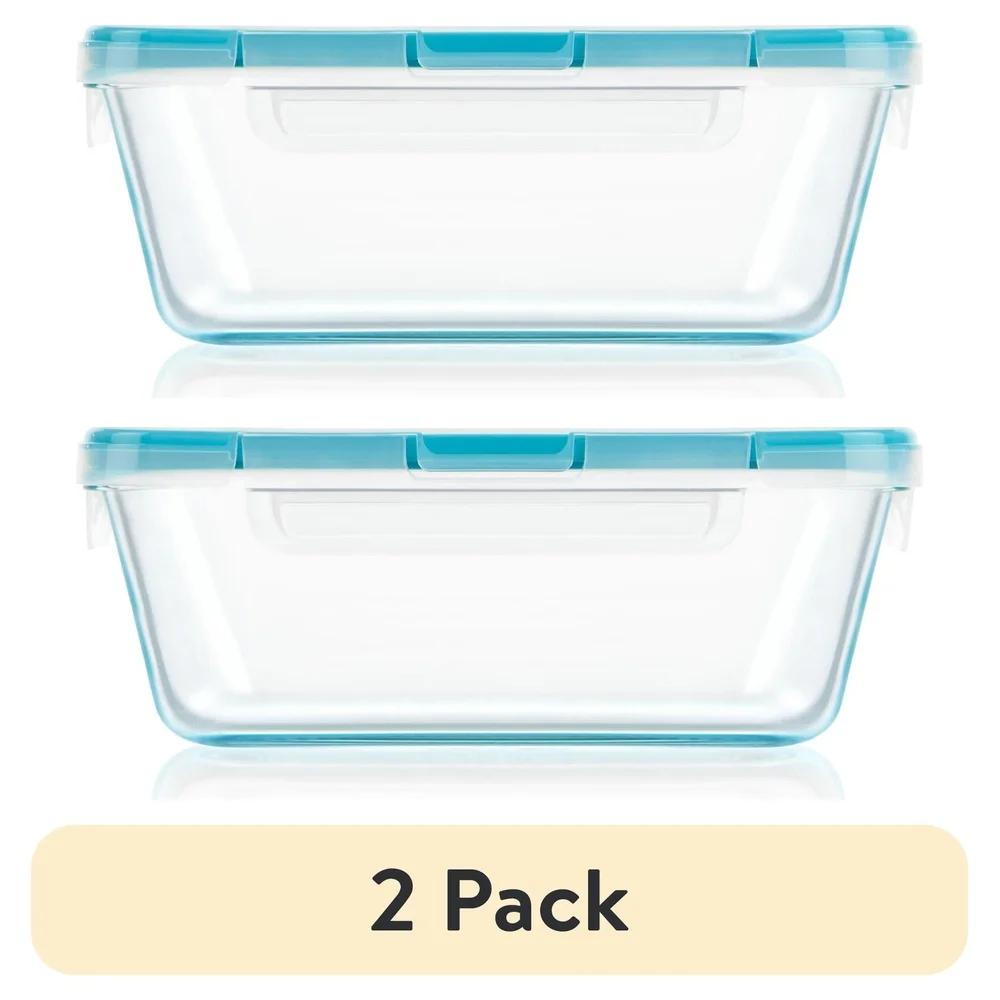 8 Cup Clear Glass Food Storage Containers Set of 2 Airtight Leak Proof BPA Free Fridge Freezer Microwave Dishwasher