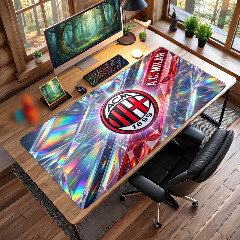 משטח עכבר גדול מודפס AC Milan, משטח שולחן גיימינג מגומי רך מונע החלקה לקישוט משרד, מחשב נייד, מחשב