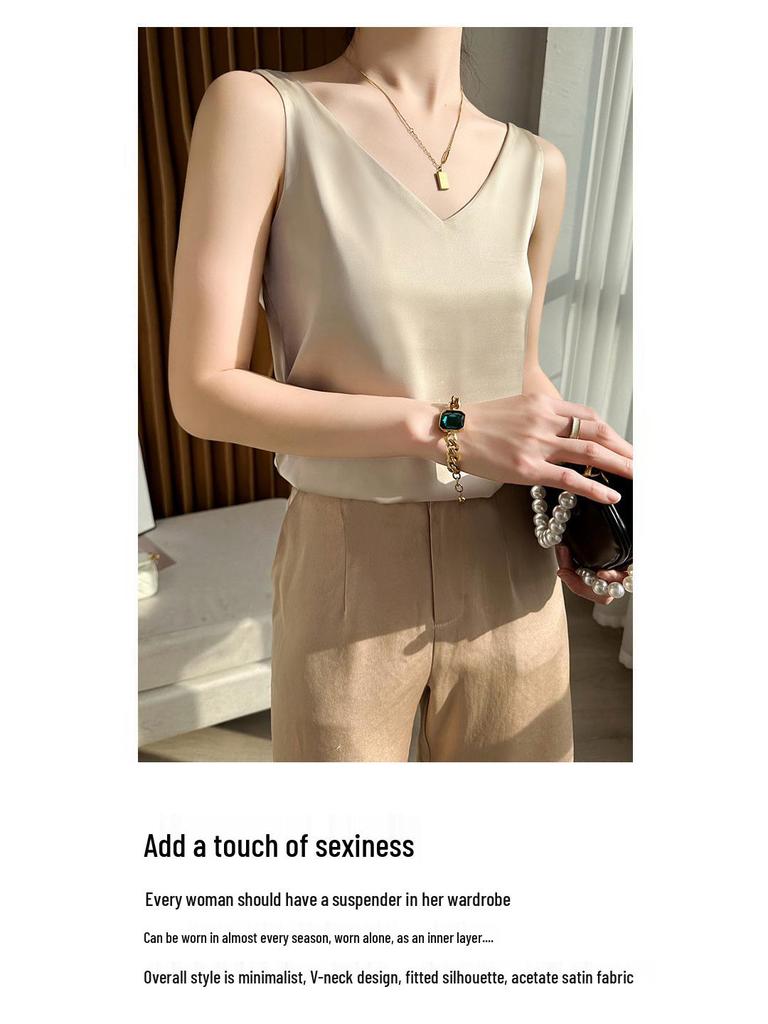 Jedwabiste Cami z krzyżującymi się ramiączkami na plecach - Damska letnia bielizna i odzież wierzchnia