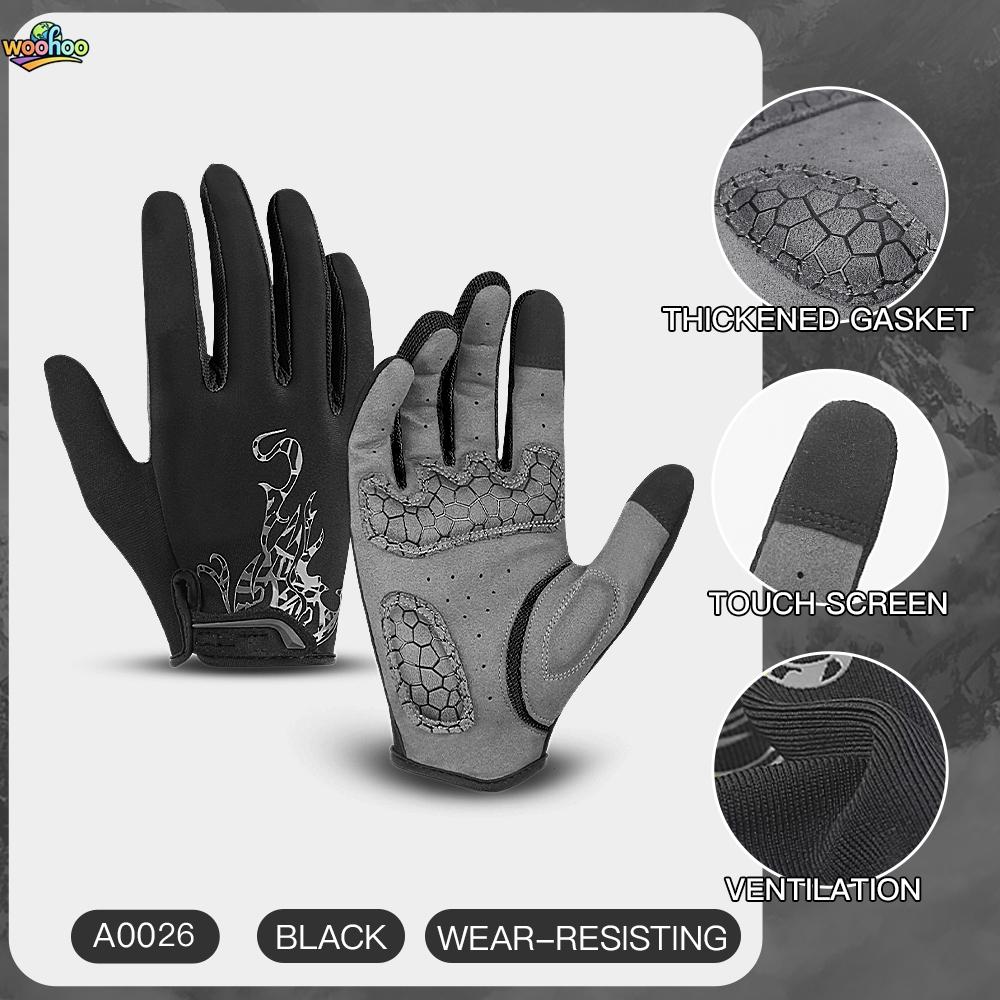 

Mountain Bike Gloves Touchscreen Full Finger Breathable Gel Palm Impact Protection Summer Cycling Gloves Anti Sweat Padding S