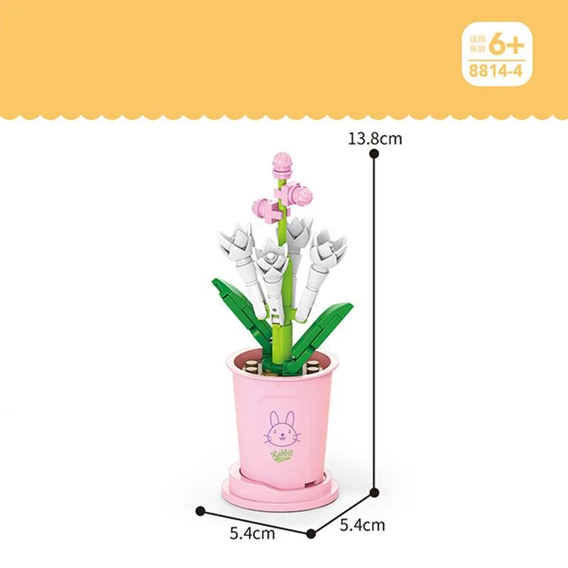 Hot Creative Small Building Block Flower Art Classic Brick Mini Potted Plant Gift For Girls Desk Decoration Simple Assembly Toys
