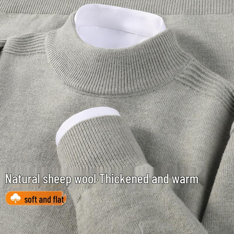 

Чоловічий трикотажний светр з вовни з напіввисоким коміром 4XL