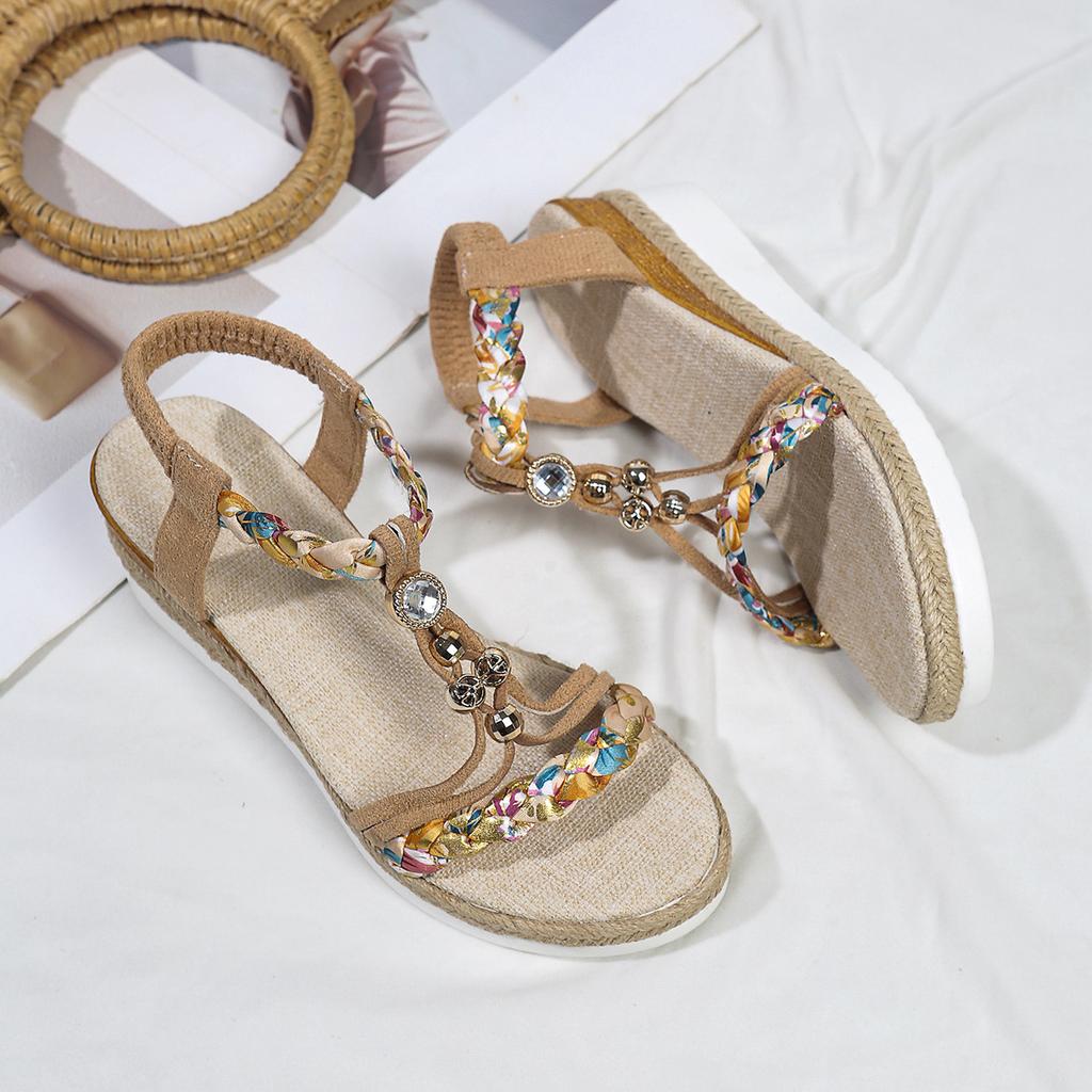 Fashion Bohemian - Style Wedge Sandals with Colorful Braided Straps: Must - Have Summer Footwear