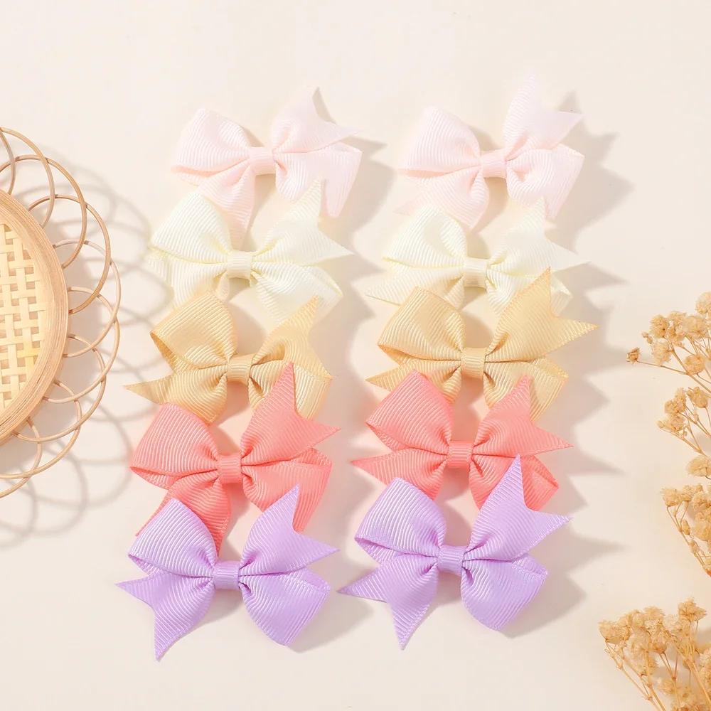 RAINBOW BOWS 40/20Pcs 2.3'' Classical Ribbon Bowknot Hair Clips for Girls Handmade Bows Hairgripes Hair Accessories