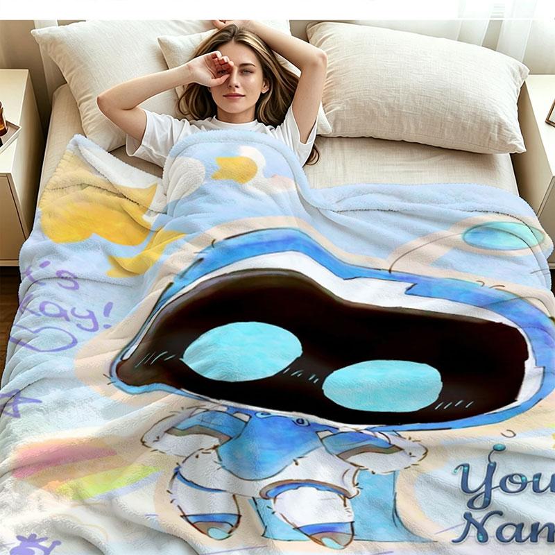 1PC ASTRO BOT Custom Name Patterned Flannel Blanket Suitable For All Seasons for Home Decor Warmth and Comfort Gifts Holiday Present