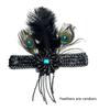 Stretchable Hairband With Glitter Fringe Natural Ostrich Peafowl Feather Comfortable Adjustable Headpiece For Event