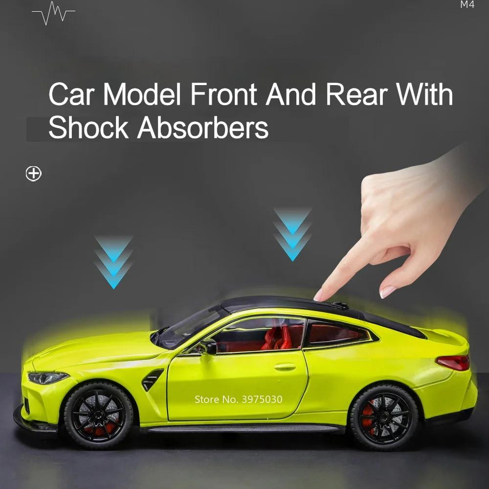 Big 1/24 BMW M4 Model Metal Diecast Toy Cars Light Sound Alloy Toys Vehicles Wheel Pull Back Miniature Car Children's Day Gifts