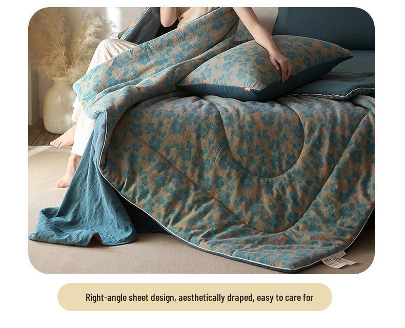 2026 A-Class Cotton Double Layer Jacquard Summer Quilt 4-Piece Set - Breathable, Non-Stuffy, Machine Washable Bedding