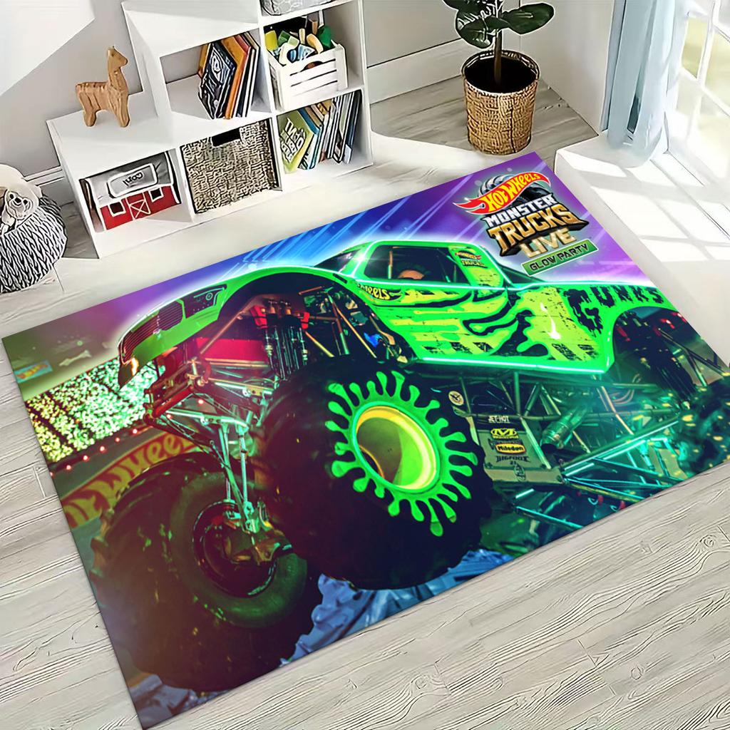 Tappeto Tappetino Decorativo per Tappeto da Arte per Auto da Corsa Giocattolo Hot Wheels a Fumetti per Camera da Letto Soggiorno Divano Casa Zerbino, Tappetino per Pavimento Grande Antiscivolo