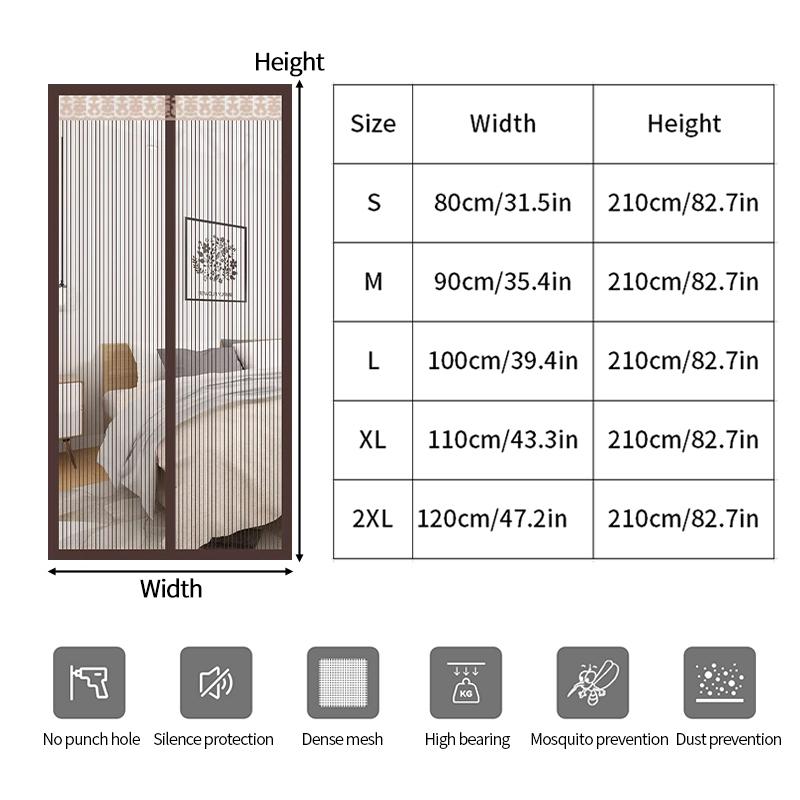 Anti-Mosquito Net Magnetic Insect Door Screen Mesh Net Automatic Closing Curtain Window Magnetic Curtain Multisize Mosquito Net
