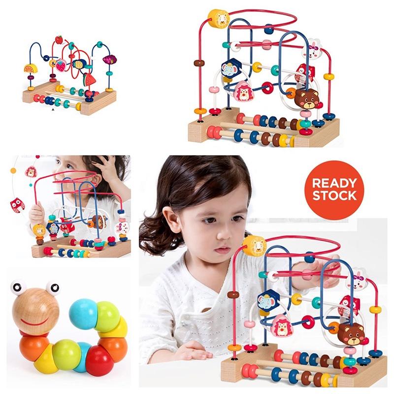 Wooden Intelligence Building Toy For Infants And Toddlers Developing Brain And Body Coordination Through Bead Stringing Play 78 Characters