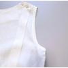 Used PAR ICI 100% Linen Tucked Sleeveless Dress Gathered White
