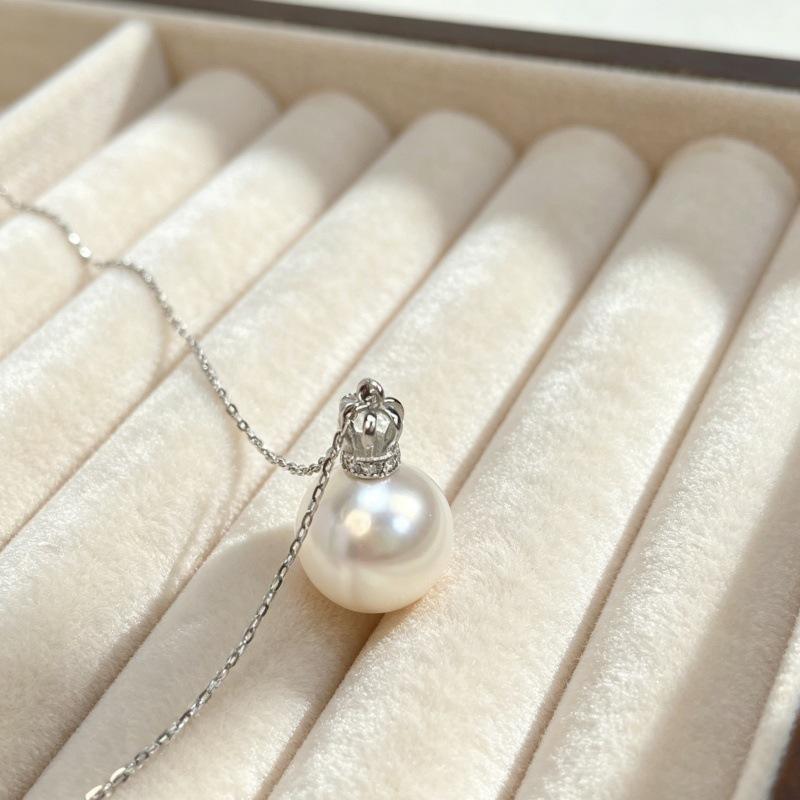 S925 Sterling Silver Crown Pearl Pendant Necklace - Luxurious & Versatile Clavicle Jewelry 925 Silver