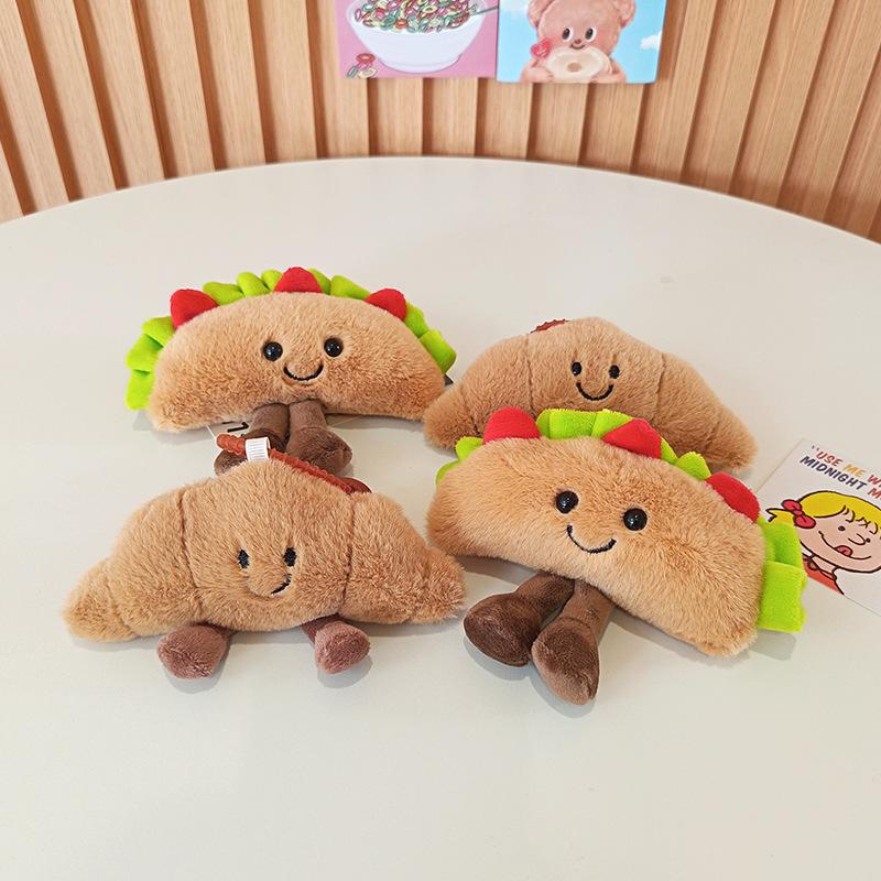 Cute Cute Taco Cake Pendant Plush Toy Doll Hamburger Sandwich Bag Hanging Keychain Rag Doll