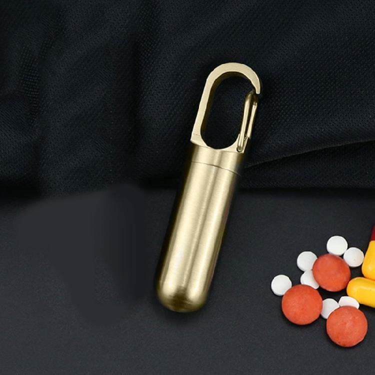 Multipurpose Keychain Pills Holder Durable Brass Pills Case Keychain Mini Capsules Storage for Camping and Hiking