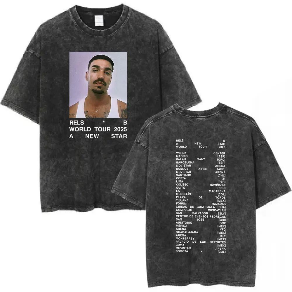 Rels B A New Star Graphic Print Tshirt Unisex Women Vintage Washed Cotton Gothic YK Fashion Summer Tee Loose Casual Oversized Tee
